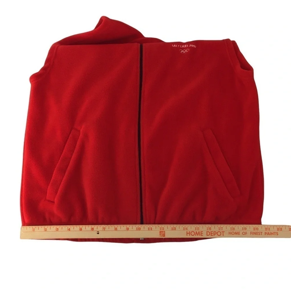 Olympics Salt Lake 2002 Red Sleeveless Full Zip Warm Fleece Vest Mens Sz L